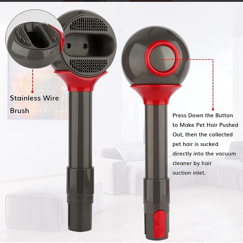 Pet Brush Grooming Tool - Dog Grooming Brush Tool Attachment compatible w/ Dyson